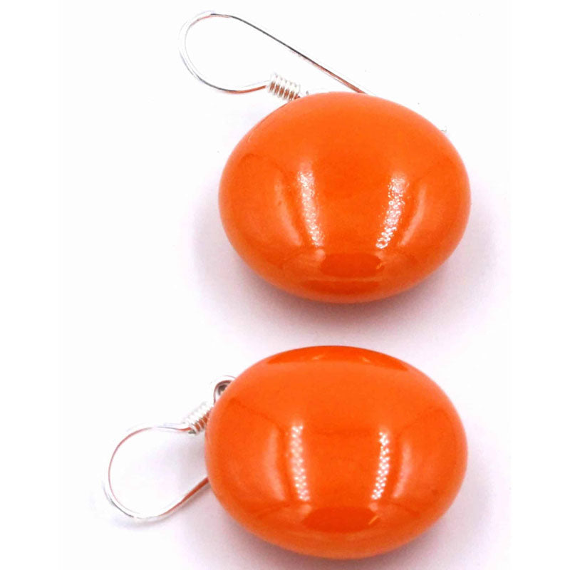 Moon Ceramic Drop Earrings, Orange