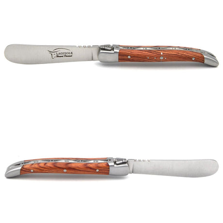 Laguiole Butter Knife Hand Chiseled Spring Rosewood, Prestige Collection - Zouf.biz