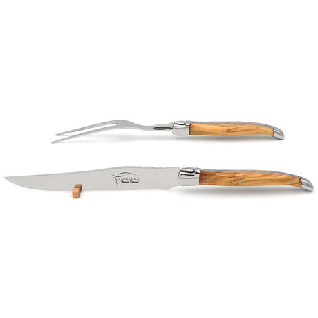 Laguiole Carving Set Olive Wood, Prestige Collection - Zouf.biz