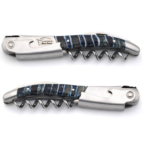 Laguiole Blue Fossilized Mammoth Molar Sommelier Corkscrew, Bee & Spring Chiseled, Prestige Collection - Zouf.biz