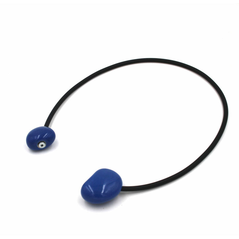 Big Galet PVC Necklace, Midnight Blue