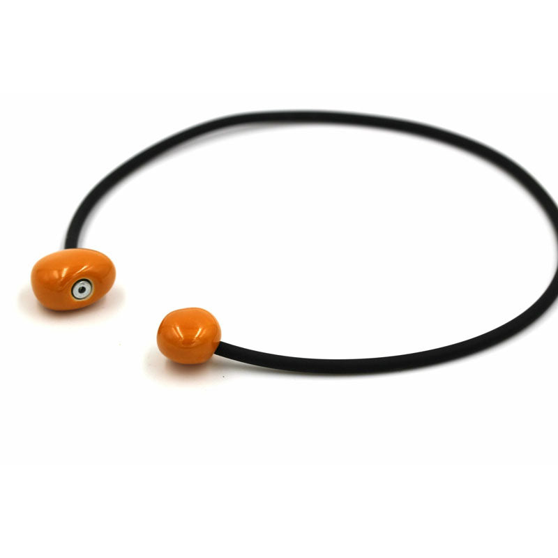 Big Galet PVC Necklace, Orange