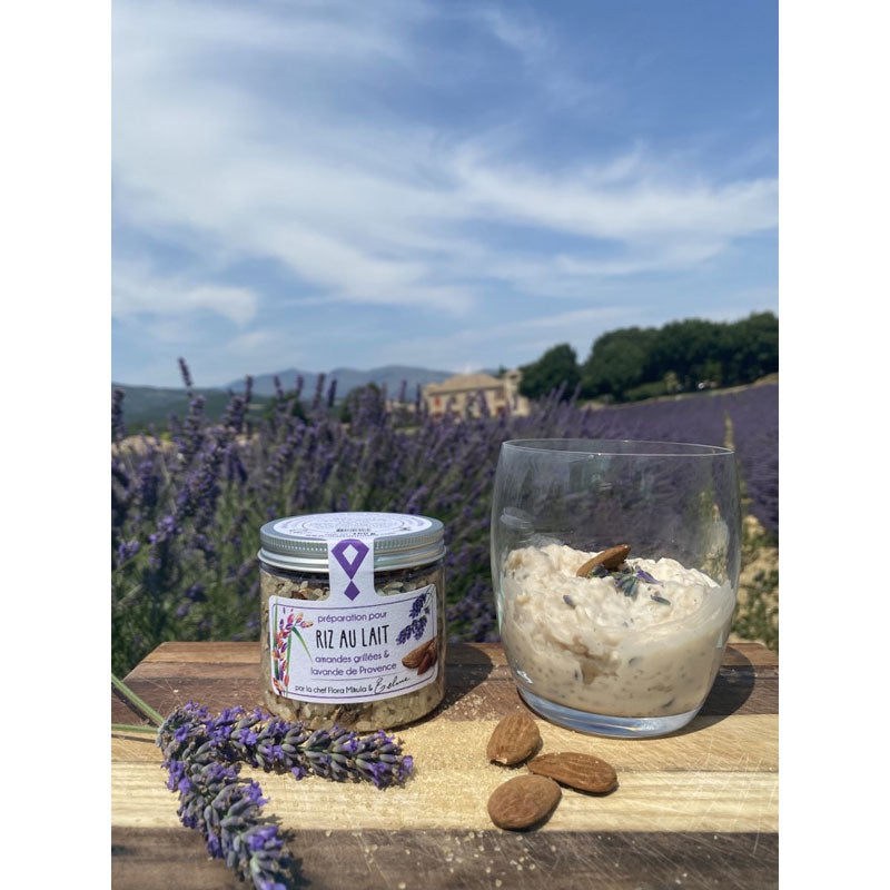 Preparation for Rice Pudding with Almonds and Lavender