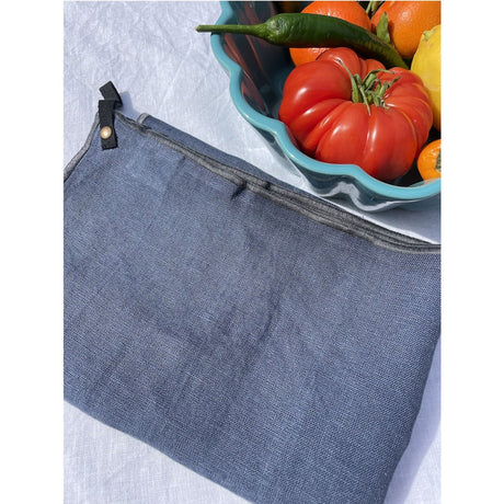 Pure Washed Linen Tea Towel, Navy Blue