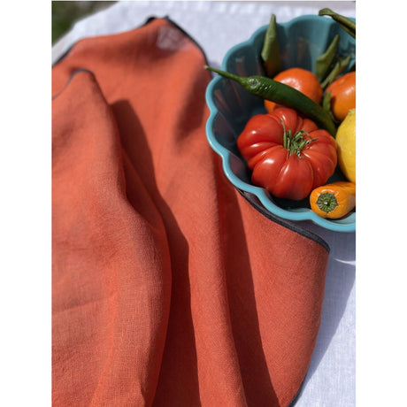 Pure Washed Linen Tea Towel, Orange