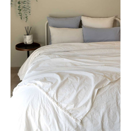 Washed Cotton Flat Sheet, White