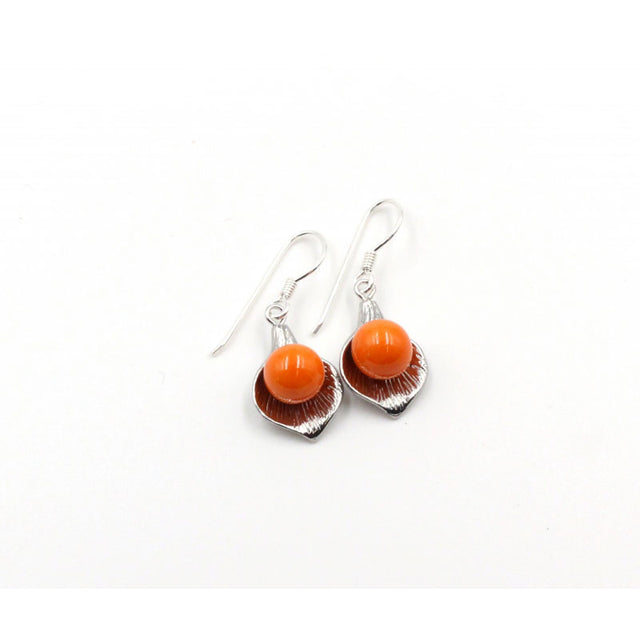 Fleur Drop Earrings, Orange - Zouf.biz