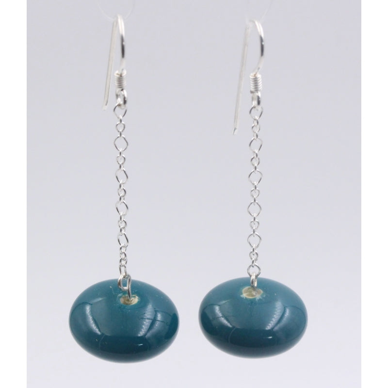 Toupie Silver Chain Drop Earrings, Duck Egg Blue - Zouf.biz